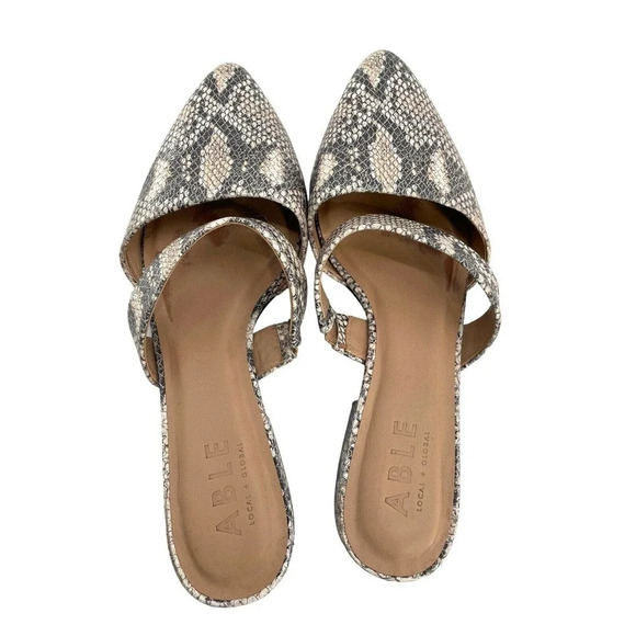 Able Joselyne Reptile Embossed Leather Pointed Toe Slip On Flats Shoes Size 8.5 - Picture 11 of 16